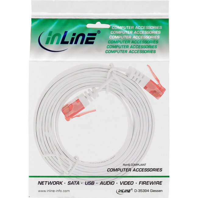 InLine® Patchkabel plat, U/UTP, Cat.6, wit, 1,5m
