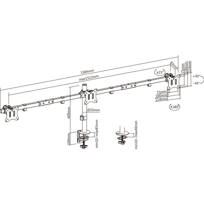 InLine® tafelbevestiging, voor 3x LCD/LED-scherm tot 81cm (32"), max. 7kg