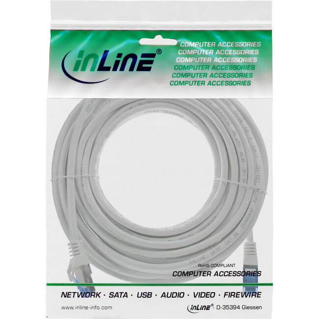 InLine® patchkabel, Cat.6A, S/FTP, TPE (LSZH), CCA, grijs, 5m