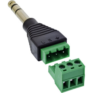 InLine InLine® 6,35 mm stereo-stekker naar aansluitblok, stereo, 3-polig