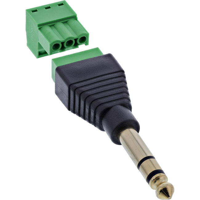 InLine® 6,35 mm stereo-stekker naar aansluitblok, stereo, 3-polig