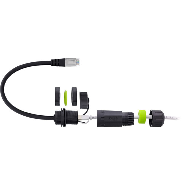 InLine® Patchkabel koppelaar Cat.6A, IP68, RJ45-bus naar stekker, 20cm