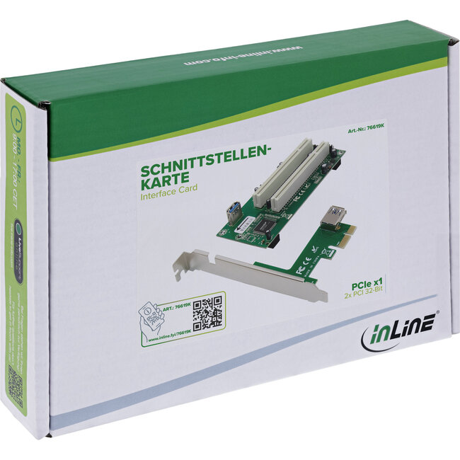 InLine® Interfacekaart, PCIe x1 naar 2x PCI 32-bit, incl. 60 cm kabel