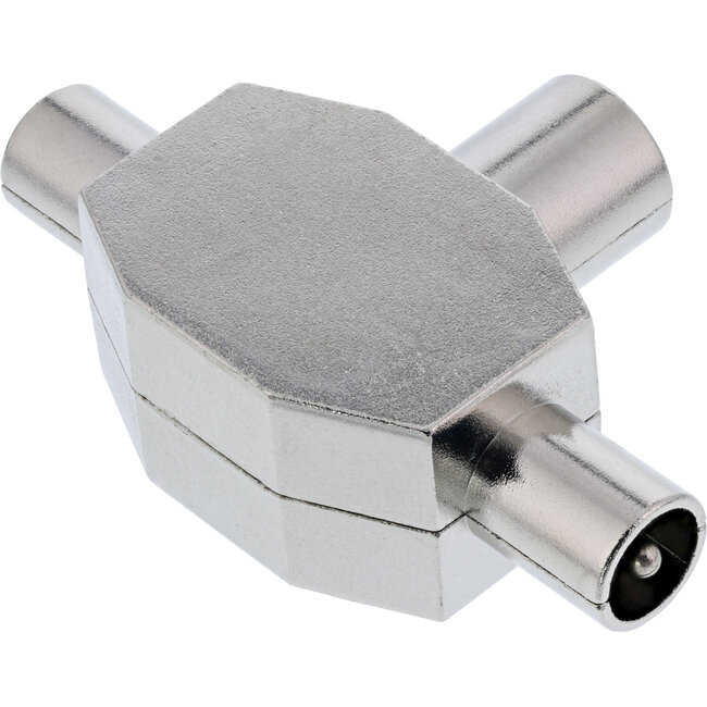 InLine® Antenne T-Verteiler voor TV, 1x Koax Female an 2x Koax Male
