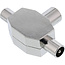 InLine® Antenne T-Verteiler voor TV, 1x Koax Female an 2x Koax Male