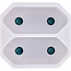 InLine® wandcontactdoosadapter, randaardestekker naar 2x Euro contactdoos, wit