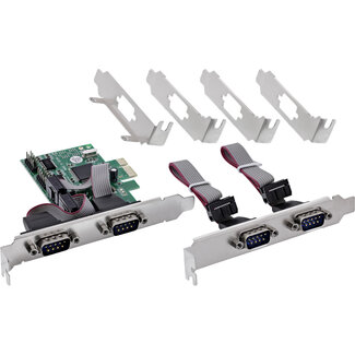 InLine InLine® PCIe 4-poorts RS-232 kaart, 4x D-Sub 9 connector, incl. laag profiel