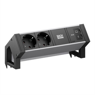 Bachmann BACHMANN DESK2 ALU BLACK 2xCEE7/3, 1xUSB C/C 65W L=0,2m