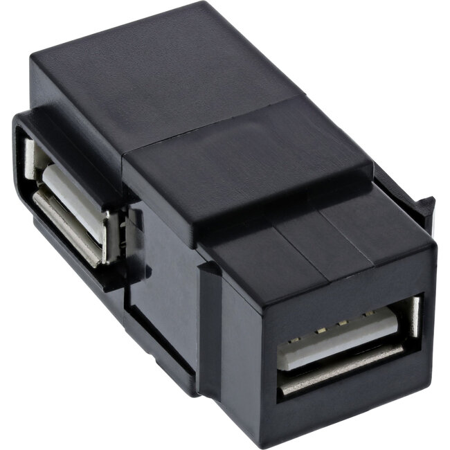 InLine® USB 2.0 Keystone insteekmodule, USB-A stekker/stekker, haaks, zwart
