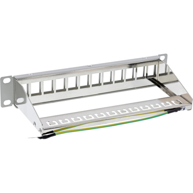 InLine® 10" patchpaneel lege plaat 12x, voor Keystone modules, 1U, RAL7035 grijs