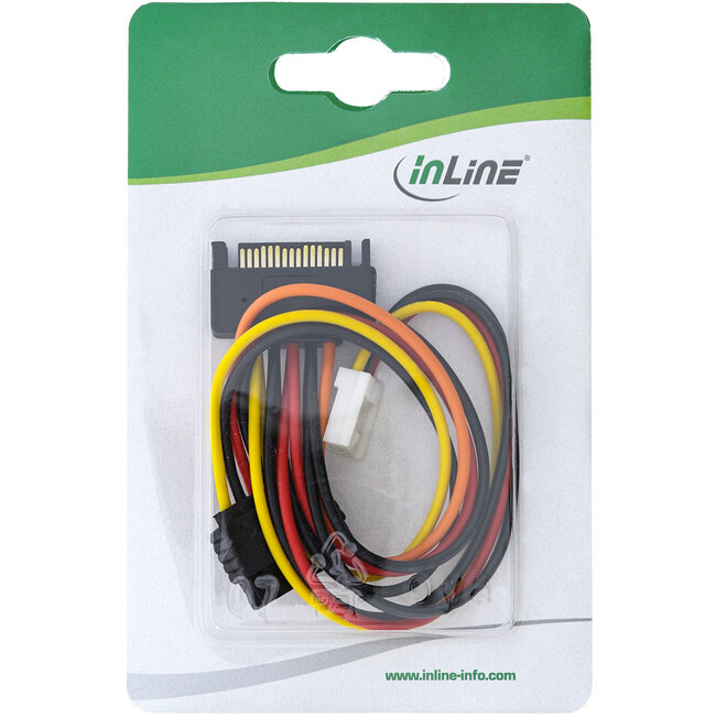 InLine® SATA power adapterkabel, SATA female naar SATA male + 8,89cm (3,5") male