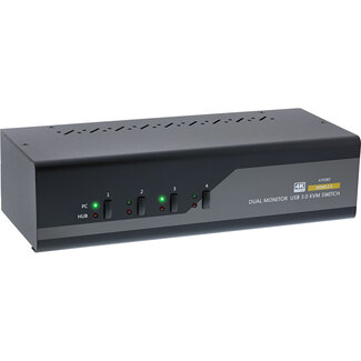 InLine InLine® 4-Poorts Desktop KVM Switch, Dual Monitor, HDMI, 4K, USB 3.0, Audio