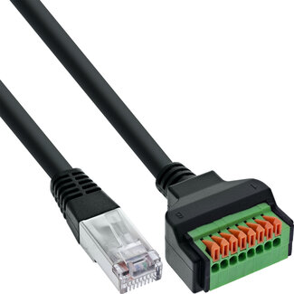 InLine InLine® RJ45-plug naar insteekklem, 8-pins, Cat.5e, 15 cm kabel
