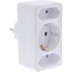 InLine® wandcontactdoosadapter, randaardestekker naar 2x Euro + 1x SK, wit