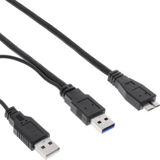 InLine InLine® USB 3.2 Gen.1 Y-kabel, 2x A naar Micro B, zwart, 1,5m