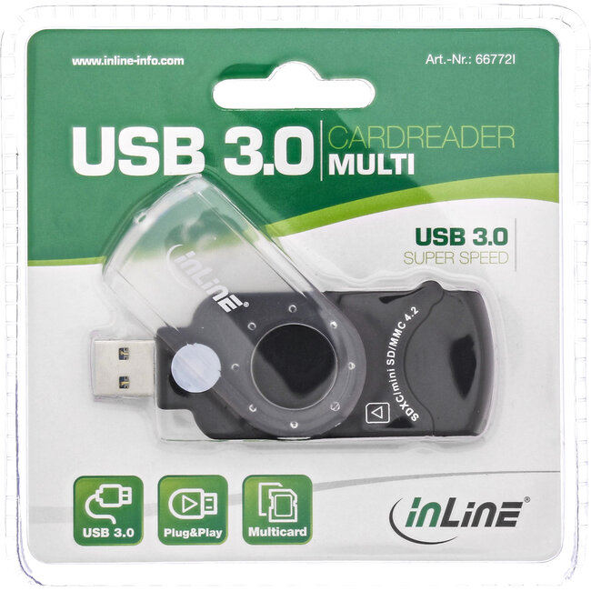 InLine® Mobile Card Reader USB 3.0, voor SD/SDHC/SDXC, microSD