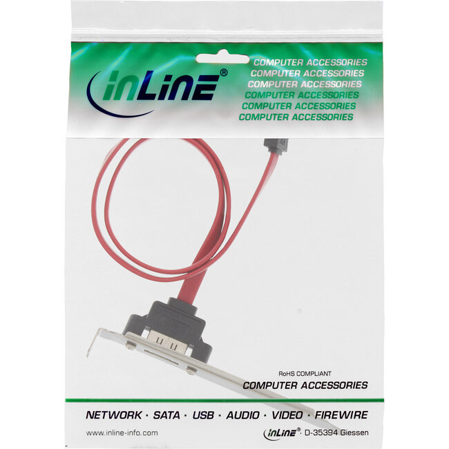 InLine® eSATA slotplaatje, eSATA socket extern naar interne SATA stekker, 50cm