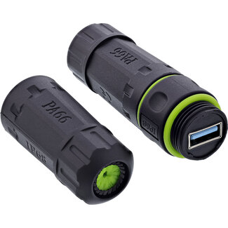 InLine InLine® USB-A koppelaar, IP68, 2x USB-A-contactdoos, afgeschermd, M20