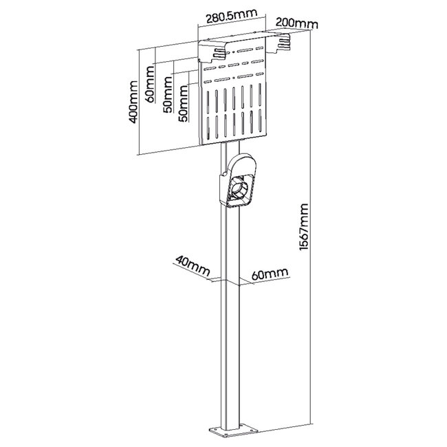 InLine® universele muurboxstandaard met EV-oplaadkabelhouder, zwart