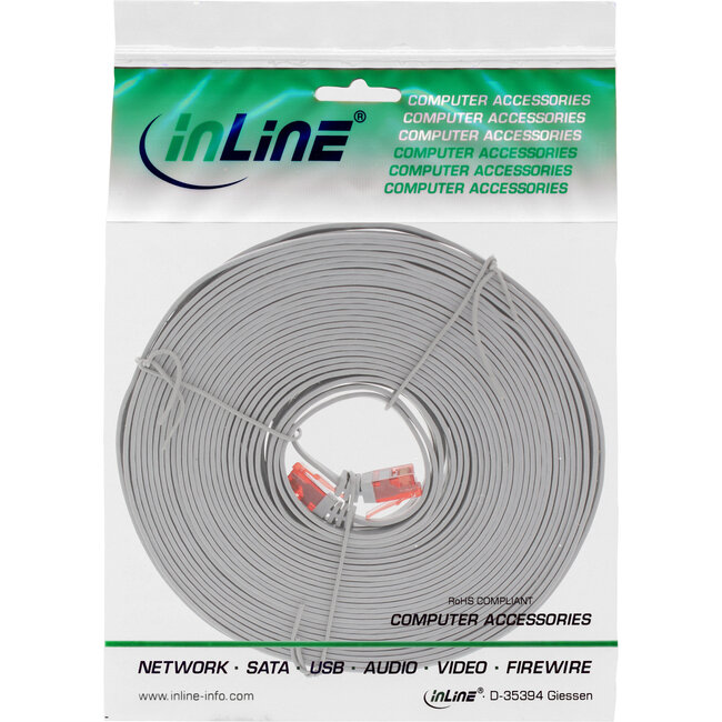 InLine® Patchkabel plat, U/UTP, Cat.6, grijs, 7m