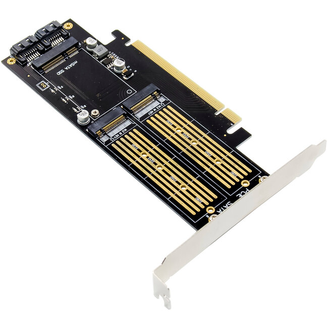 InLine® PCI Express kaart x16 naar 2x M.2, 1x mSATA