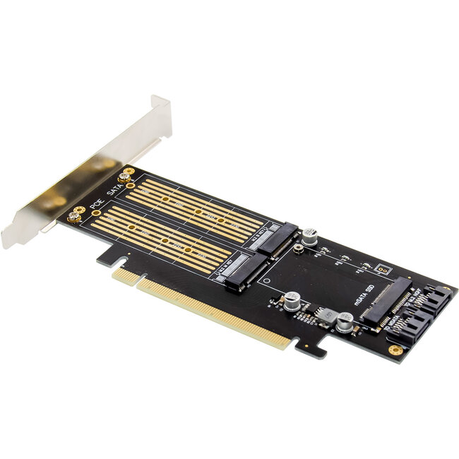 InLine® PCI Express kaart x16 naar 2x M.2, 1x mSATA