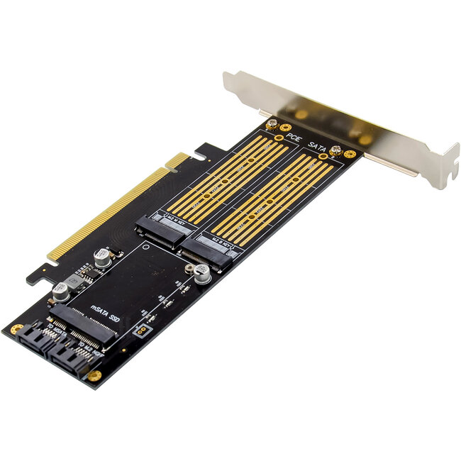 InLine® PCI Express kaart x16 naar 2x M.2, 1x mSATA