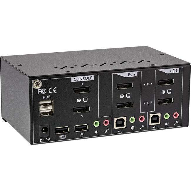 InLine® 2-Poorts Desktop KVM Switch,DisplayPort 1.2,Dual Monitor, 4K + USB+Audio