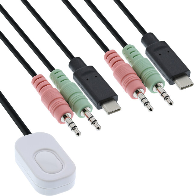 InLine® 2-Poorts Kabel KVM-switch, USB-C naar DisplayPort 1.2, 4K, audio