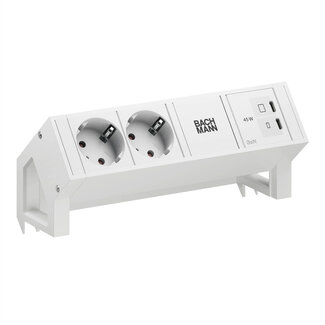 Bachmann BACHMANN DESK2 PURE WHITE 2xCEE7/3, 1xUSB C/C 45W L=0,2m RAL9010