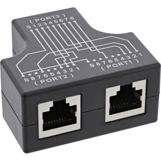 InLine InLine® Cat.5e STP T-adapter (poortverdubbelaar),RJ45 female naar 2x RJ45 female