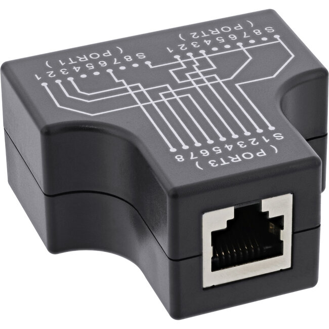 InLine® Cat.5e STP T-adapter (poortverdubbelaar),RJ45 female naar 2x RJ45 female