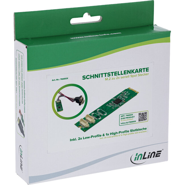 InLine® interfacekaart M.2 naar 2x seriële 9-pins connector