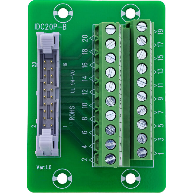InLine® IDC 20 contactdoos naar aansluitblok, 10-pins, op printplaat