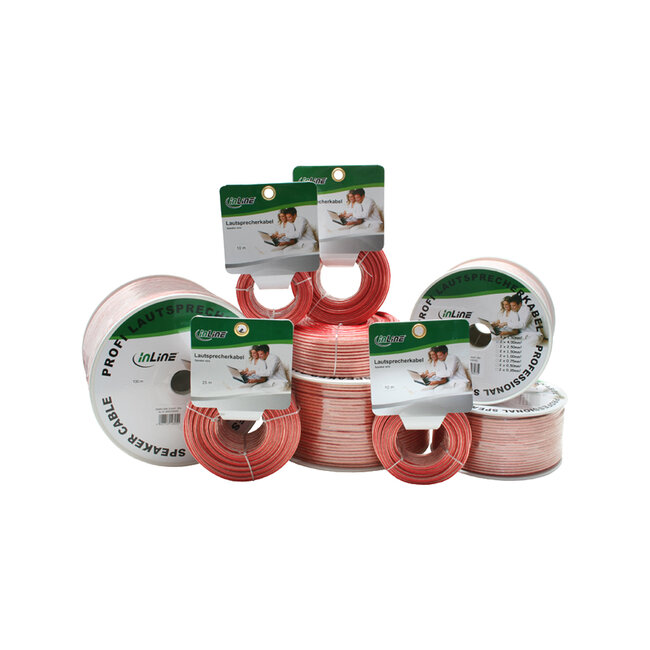 InLine® Luidsprekerkabel, 2x 2,5mm², CCA, transparant, 100m