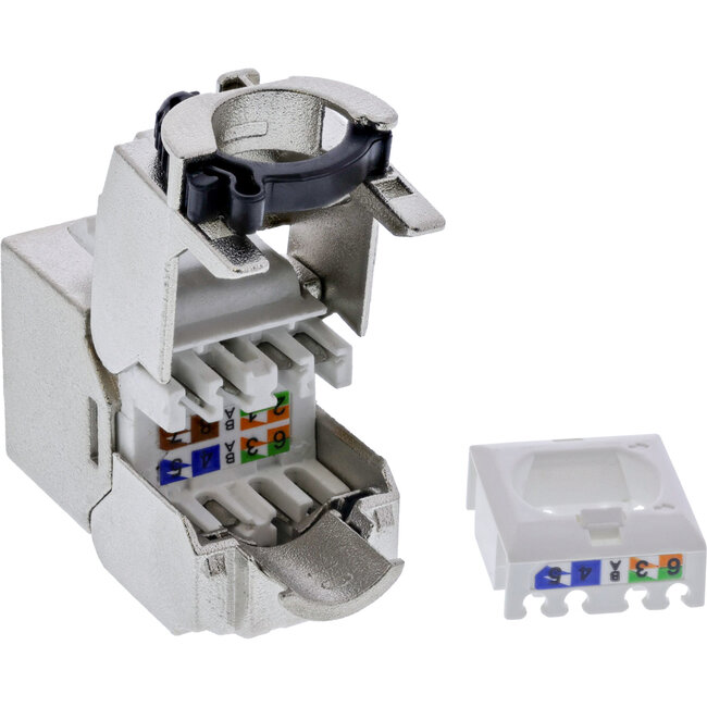 InLine® Keystone RJ45 female, SNAP-In, Cat.6A, geïntegreerde kabelbinder, 10St.