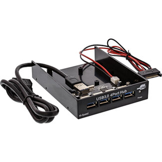 InLine InLine® USB hub 3.0 4x voor het 3.5" (8.89cm) slot, zwart