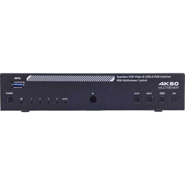 InLine® KVM-switch, 4-weg, HDMI, 4K60Hz, multiviewer, USB-hub, zwart