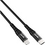 InLine® USB-C Lightning-kabel, voor iPad, iPhone, iPod, zwart/aluminium, 1m MFi