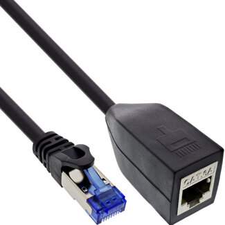 InLine InLine® RJ45 interface bescherming Cat.6A S/FTP, RJ45 male / female, zwart, 0,2m