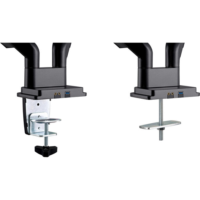 InLine® bureausteun met lifter & USB/audio, 2 monitoren tot 81cm (32"), zwart