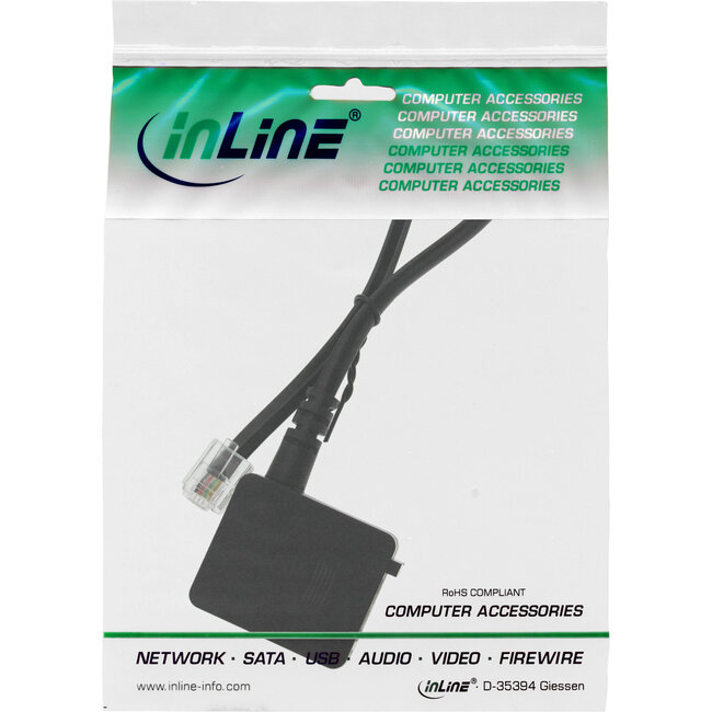 InLine® TAE adapterkabel, RJ11 male naar TAE-F female, 0,2m