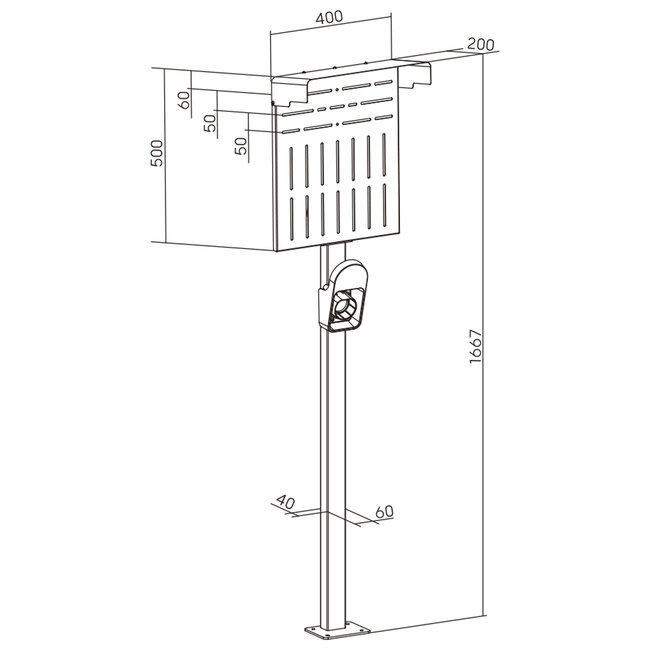InLine® Universele muurboxstandaard XL met EV-oplaadkabelhouder, zwart