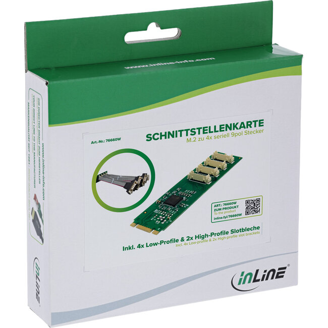 InLine® interfacekaart M.2 naar 4x seriële 9-pins connector