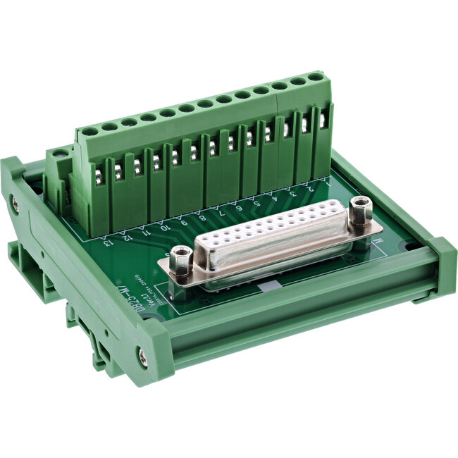InLine® D-Sub 25 aansluitblok, contactdoos, schroefaansluiting, voor opzetrail