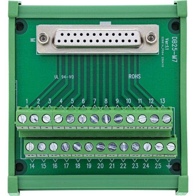 InLine® D-Sub 25 aansluitblok, contactdoos, schroefaansluiting, voor opzetrail