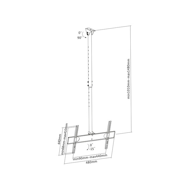 InLine® plafondbeugel, voor LED/LCD/Plasma, 81-140cm (32-55"), tot 50kg