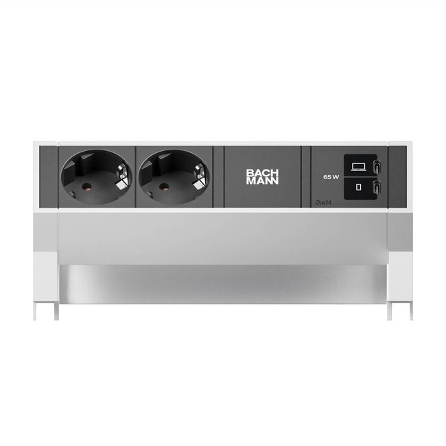 BACHMANN DESK2 2xCEE7/3 1xUSB C/C 65W, L=0,2m INOX