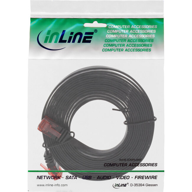 InLine® Patchkabel plat, U/UTP, Cat.6, zwart, 2m