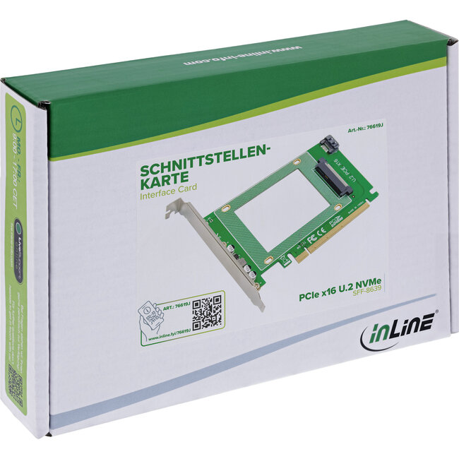 InLine® Interfacekaart, PCIe x16 U.2 NVMe, SFF-8639, intern